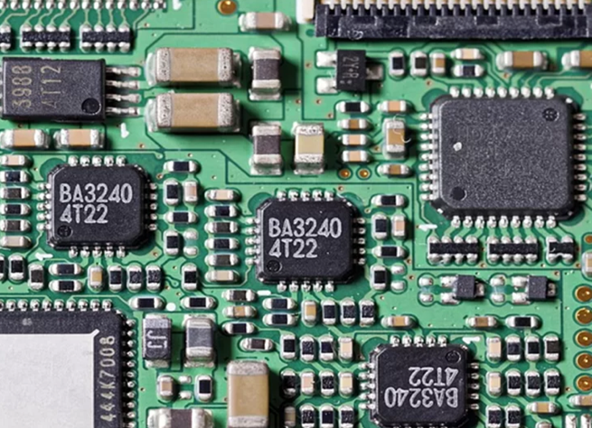 Close up of a printed circuit board (PCB)